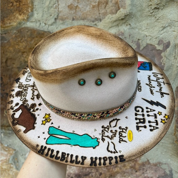 SOLD PLEASE READ DESCRIPTION
New Charlie 1 Horse Lainey Wilson Hand burned Hat - Picture 8 of 10